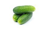 Stack of Perfect Raw Cucumbers isolated on white background