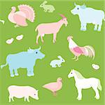 Colorful seamless pattern with farm animals