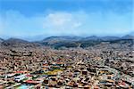 Urban landscape of Cusco, Peru. A view from a mountain.