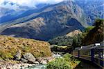 Railway to Machu Picchu through mountains and rivers