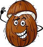 Cartoon Illustration of Funny Coconut Fruit Food Comic Character