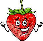 Cartoon Illustration of Funny Strawberry Fruit Food Comic Character