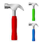 Multi-colored hammers. Illustration on white background