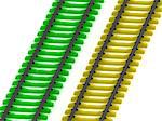 Green and yellow rails are parallel. concept