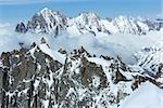 Mont Blanc mountain massif summer landscape(view from Aiguille du Midi Mount,  France )