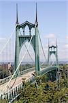 St Johns Bridge for Vehicles and Bicycles Over Willamette River in Portland Oregon
