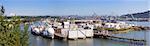 Swan Island Shipyard in Oregon Along Willamette River with Mt Hood Panorama