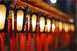 Interior lanterns of Man Mo Temple in Hong Kong, China.