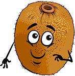 Cartoon Illustration of Funny Kiwi Fruit Food Comic Character