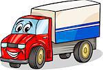 Cartoon Illustration of Funny Truck or Lorry Car Vehicle Comic Mascot Character