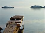 Old wooden pier in island of Vis, Croatia, Adriatic sea