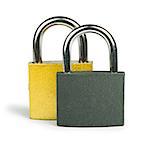 Yellow padlock isolated studio shot