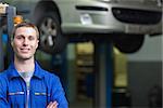 Portrait of confident male auto mechanic in workshop