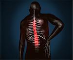 Black digital figure with highlighted back pain