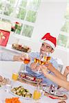 Happy family toasting at christmas dinner