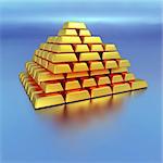 Gold bricks. Abstract business concept, 3d illustration