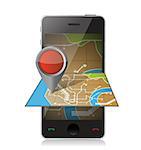 smart phone navigation. mobile gps illustration design over white