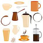 Vector set of coffee related icons isolated on white