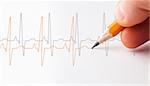 Two lines of heart beats drawn with a pencil