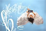 Relaxed girl connecting to cloud computing via digital tablet
