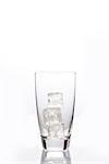 Empty glass with ice cubes on white background