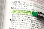 Learning definition highlighted in the dictionary