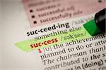 Success definition highlighted in green in the dictionary