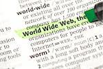 World Wide Web definition hughlighted in green in the dictionary