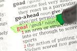 Goal definition highlighted in green in the dictionary