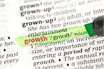 Growth definition highlighted in green in the dictionary