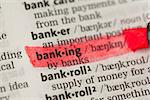 Banking definition highlighted in red in the dictionary