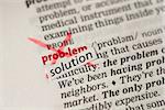 Problem definition word crossed out and replaced with solution in the dictionary