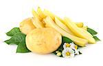 potatoes with leaves and flower isolated on white background