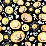 cheerful seamless pattern of pumpkins for Halloween