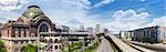 Freeways to City of Tacoma Washington with Union Station Federal Courthouse with Blue Sky and Clouds Panorama