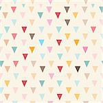 seamless pattern of colored triangles on a bright yellow background