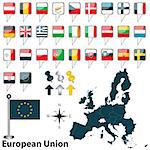 Vector of European Union with 28 members with Croatia