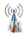 4g tower connection illustration design over a white background