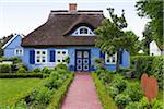 Traditional house with thatched roof and garden in Born, Fischland-Darss-Zingst, Coast of the Baltic Sea, Mecklenburg-Western Pomerania, Germany, Europe