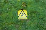 Sign warning of high voltage shock risk, london, uk