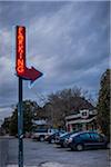 Neon parking sign, Austin Texas, USA