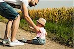 Father with Baby Daughter Outdoors, Mannheim, Baden-Wurttemberg, Germany