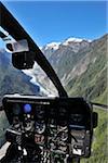 Helicopter Cockpit Over Franz Josef Glacier, Westland National Park, Southern Alps, West Coast Region, South Island, New Zealand