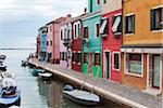 Houses on the waterfront, Burano, Venice, Veneto, Italy, Europe