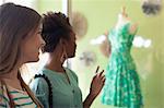 Two young women in vintage shop