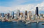 Aerial view of Seattle waterfront, Washington State, USA