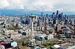 Aerial view of space needle Seattle, Washington State, USA