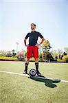 Soccer player waiting to start play