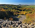 Basalt Rock with Countryside in Autumn, Schafstein, Ehrenberg, Rhon Mountains, Hesse, Germany