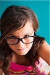 Portrait of girl wearing eyeglasses, looking at camera, Germany